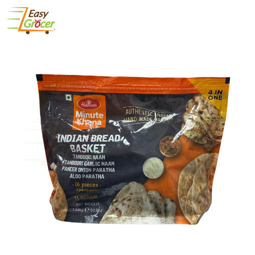 HALDIRAM INDIAN BREAD BASKET 1.4KG-4 IN 1 (TANDOORI NAAN, GARLIC NAAN, PENEER ONION PARATHA AND ALOO PARATHA)