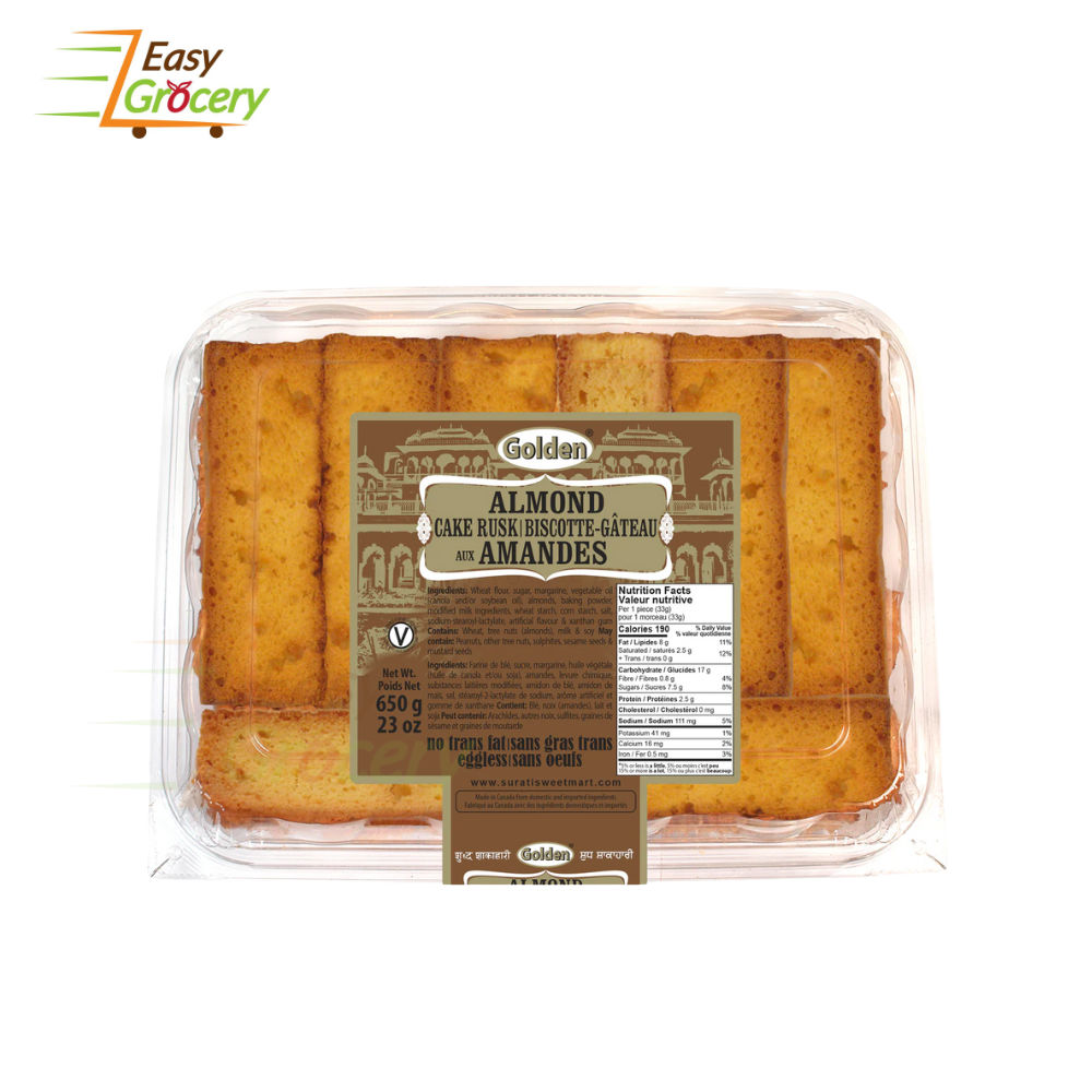 GOLDEN PUNJABI BISCUITS ALMOND CAKE RUSK 650GM