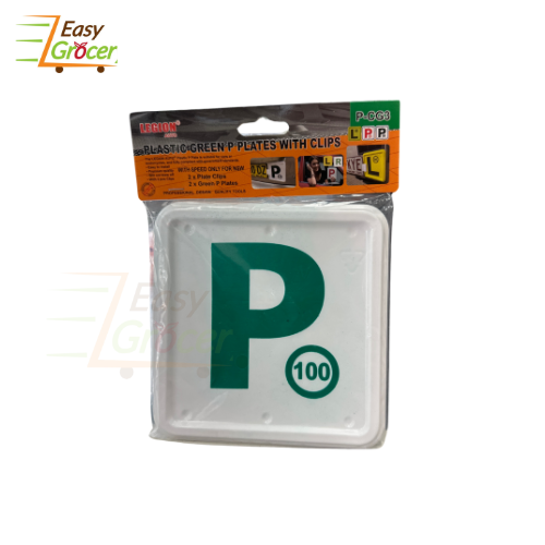 PLASTIC GREEN P PLATE WITH CLIPS