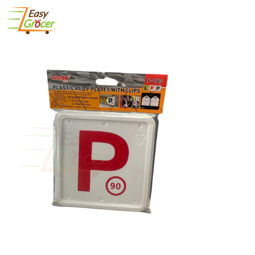 PLASTIC RED P PLATE WITH CLIPS