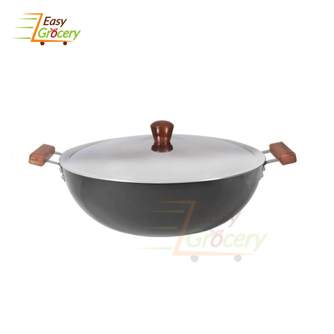 WONDERCHEF EBONY HARD ANNODIZED KADHAI WITH LID 30CM 6L