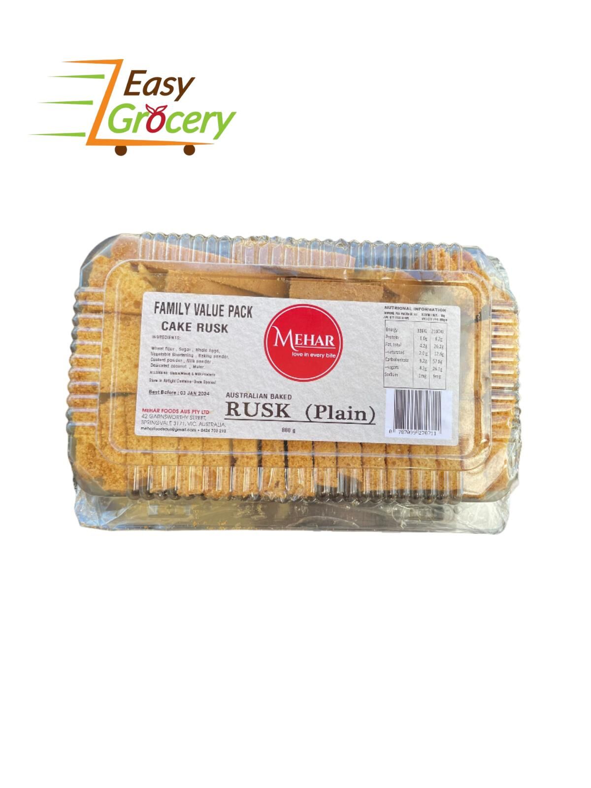 MEHAR CAKE RUSK PLAIN 900GM