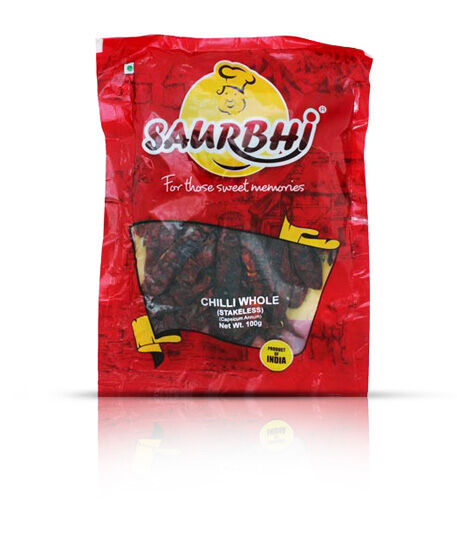 SAURBHI CHILLI WHOLE STICKLESS 100 G