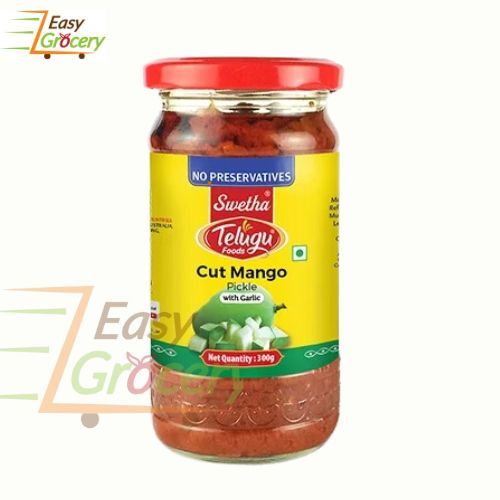 Telugu Cut Mango Pickle With Garlic 300 gm