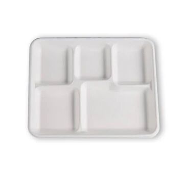 PARTY SUGARCANE 5 COMPARTMENT PLATE 50PC