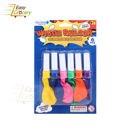 PARTY WHISTLE BALLOONS 6PC