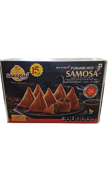 SAURBHI PUNJABI HOT SAMOSA 26 PC PLUS 2 CHUTNEY 2.12 KG