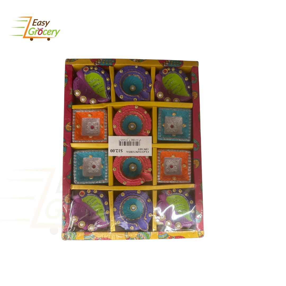 CLAY FANCY DIYA 12PC SET