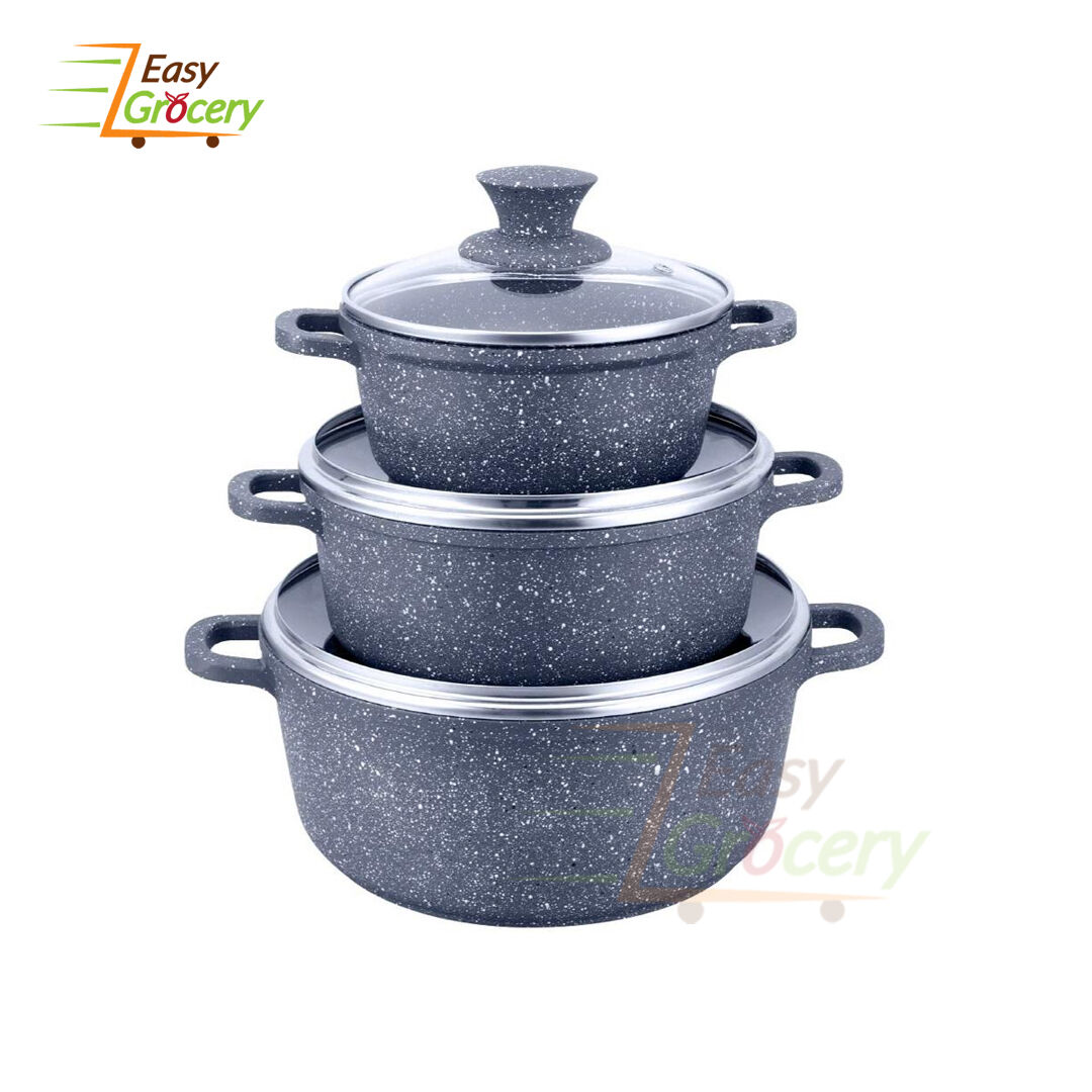 WONDERCHEF GRANITE RANGE DIE-CAST CASSEROLE SET 6PC (GREY)