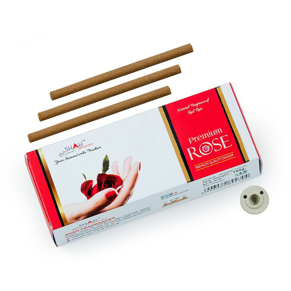 SHAH FRAGRANCES ROSE DHOOP STICKS 100G