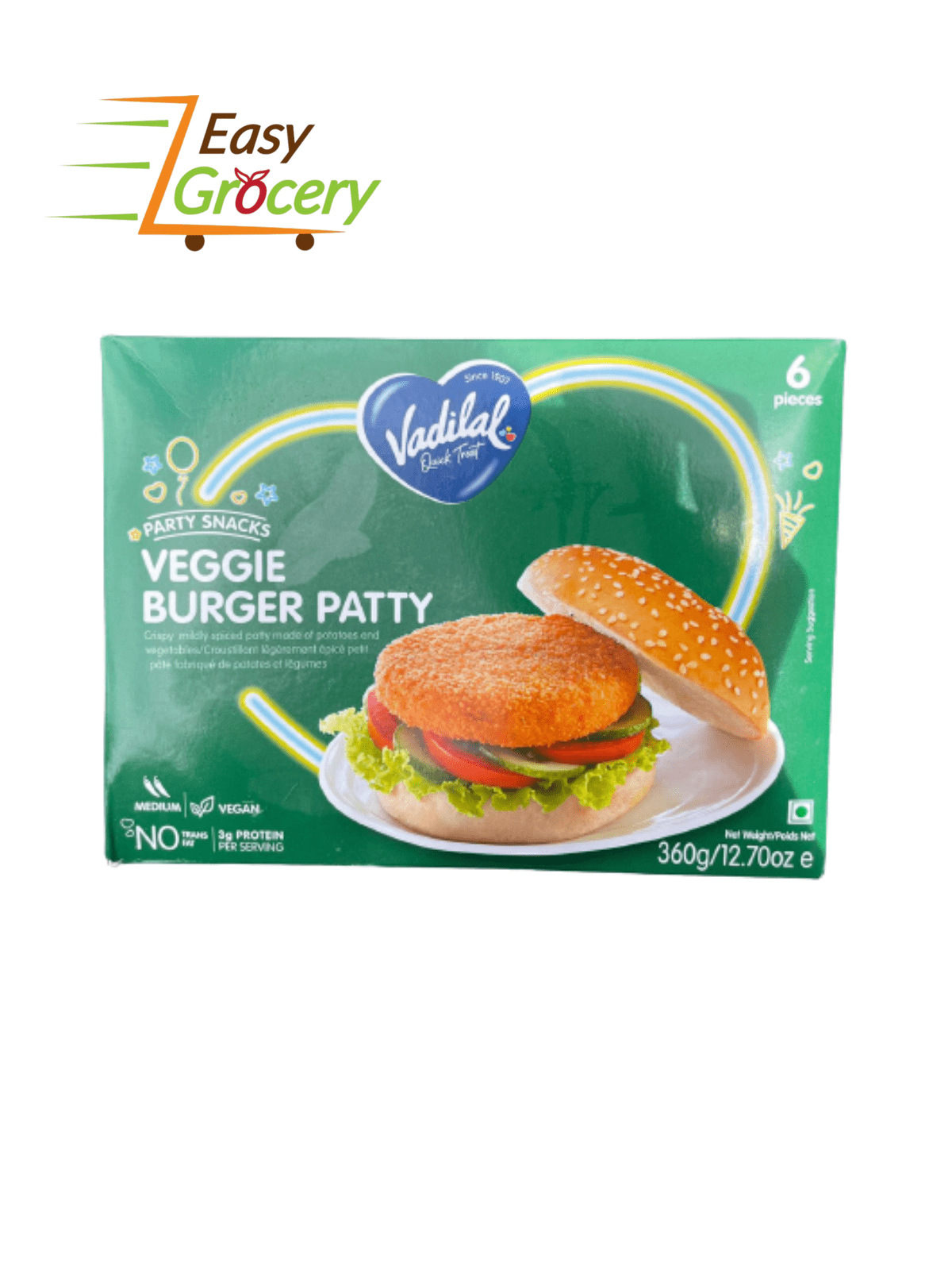 VADILAL VEGGIE BURGER PATTY 360GM-6PC
