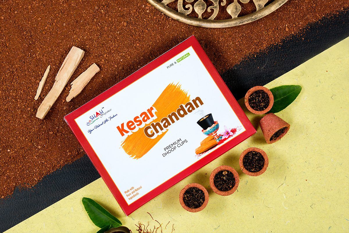 SHAH FRAGRANCES KESAR CHANDAN DHOOP CUP 12 PC